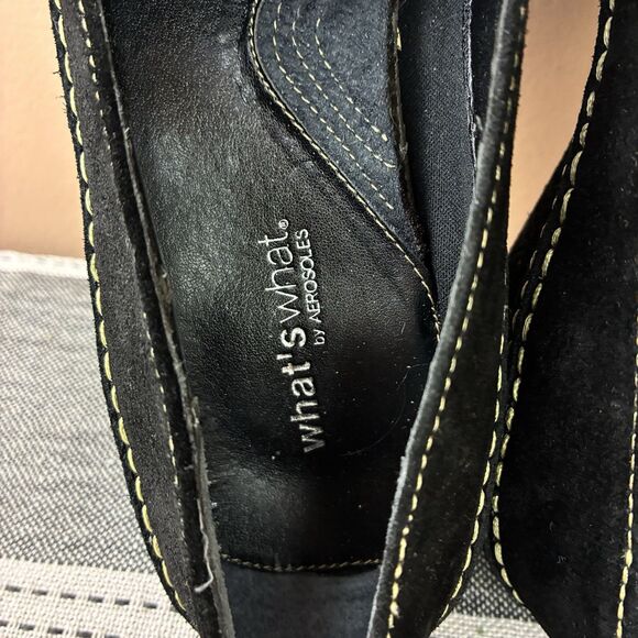 What's What by Aerosoles  Slip On Black Suede Leather Womens Loafers Size 7.5 - Picture 5 of 6